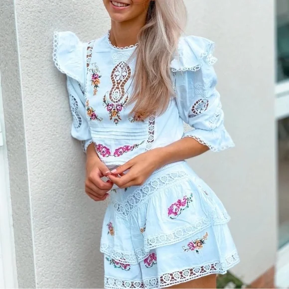 RIVER ISLAND | White Floral Embroidered Set - Picture 3 of 12